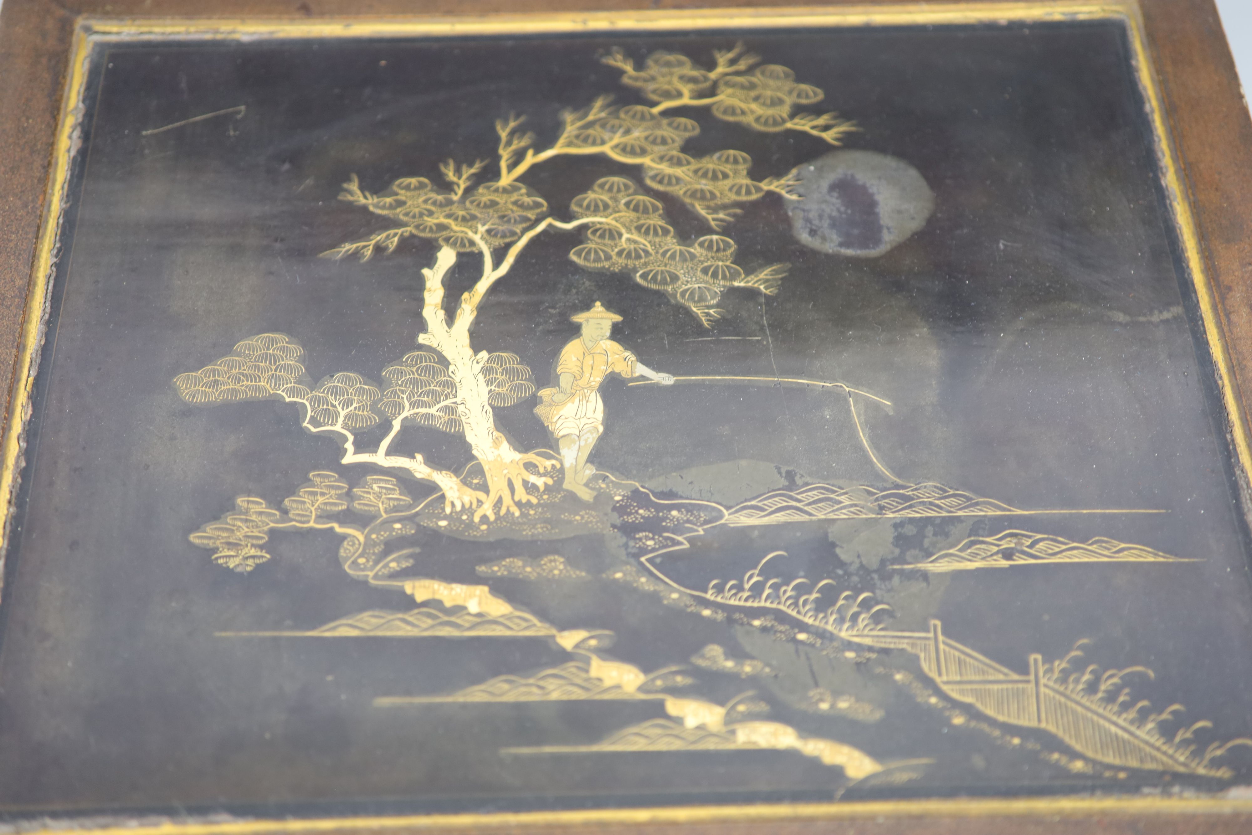 A Japanese gilt decorated black lacquer shrine cabinet, 19th century, 46cm high, 46cm wide, 38cm deep, Provenance - A. T. Arber-Cooke